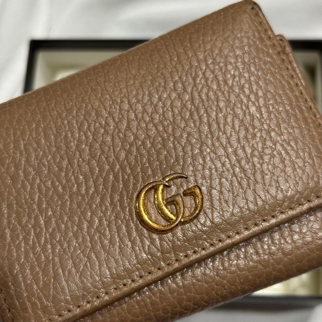 GUCCI グッチ GG マーモント 3つ折り コンパクト ベージュ