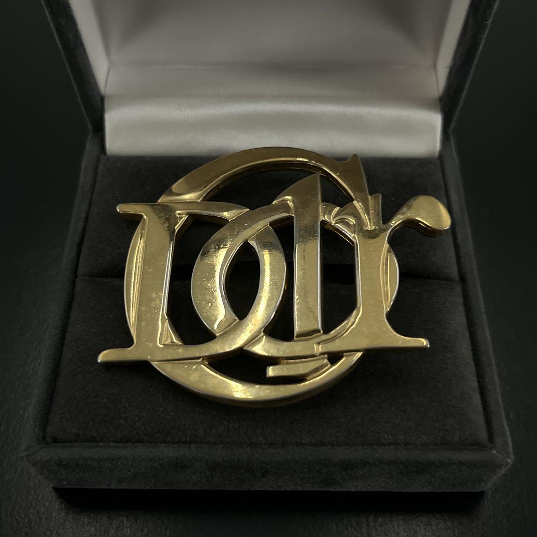 美品　オールド　クリスチャンディオール　ピンブローチ　コサージュ　刻印　ゴールド