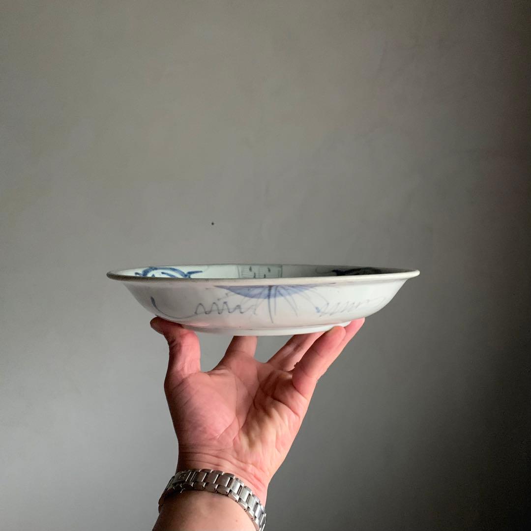染付 宝珠？文 深皿 中皿 波佐見焼 古伊万里 古道具 古美術 くらわんか手