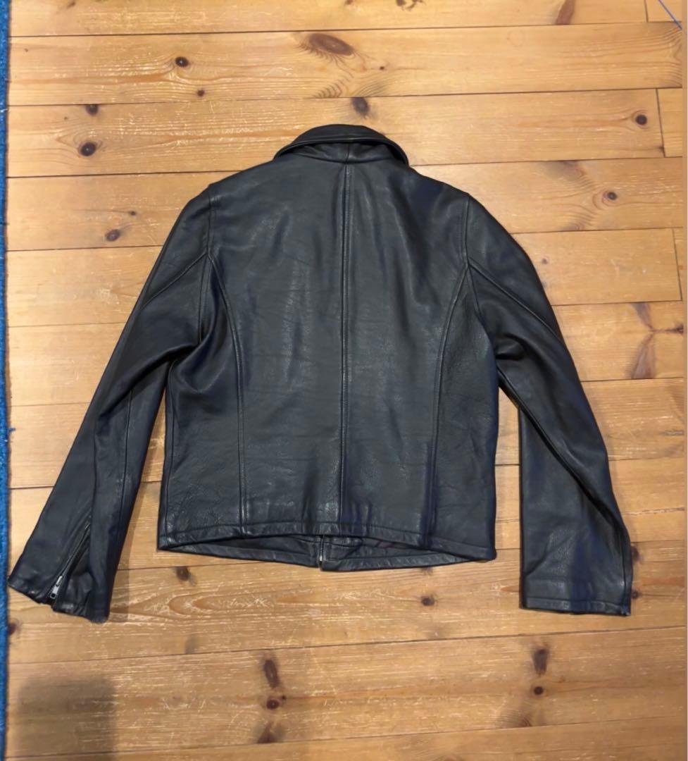 短丈 レザージャケット 本革 牛革 シングルライダース風 美品