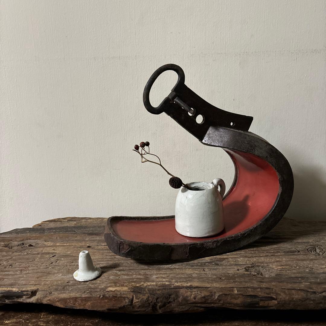 時代　馬の鎧　片方のみ　根来　古道具　アンティーク　骨董花器　検:白洲正子　李朝