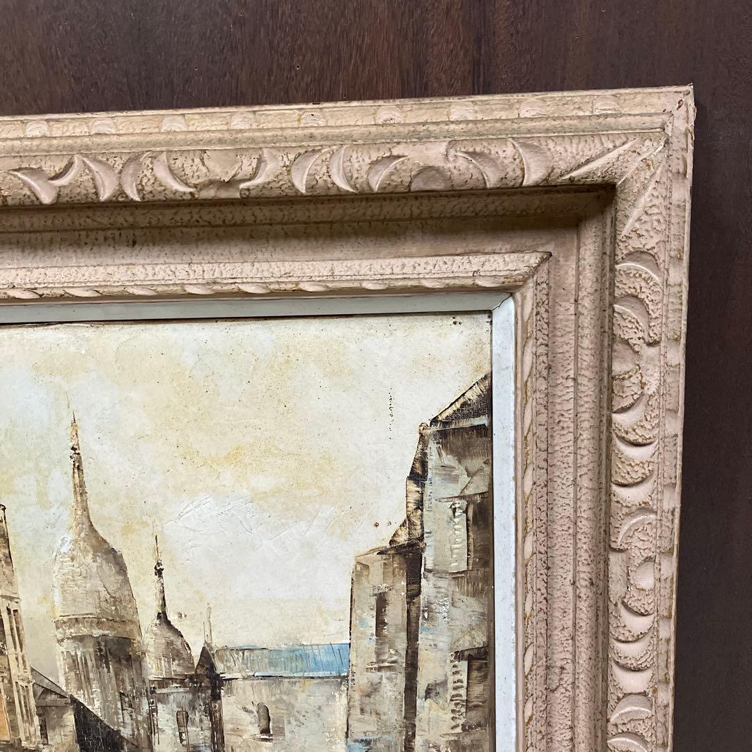 アンティーク 街並み 油彩画 油絵 風景画 絵画 額縁 アート 美術 芸術
