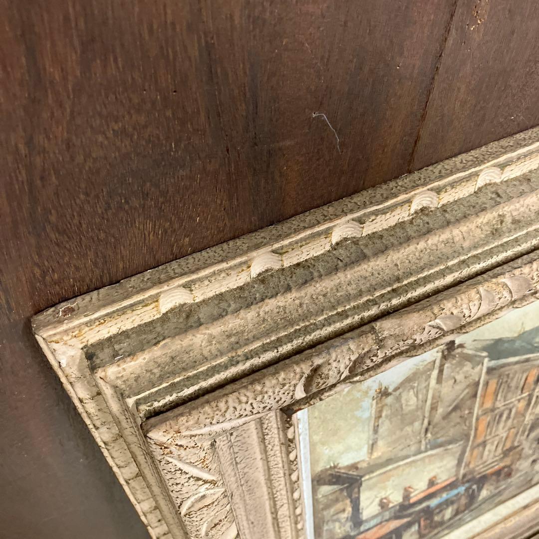 アンティーク 街並み 油彩画 油絵 風景画 絵画 額縁 アート 美術 芸術