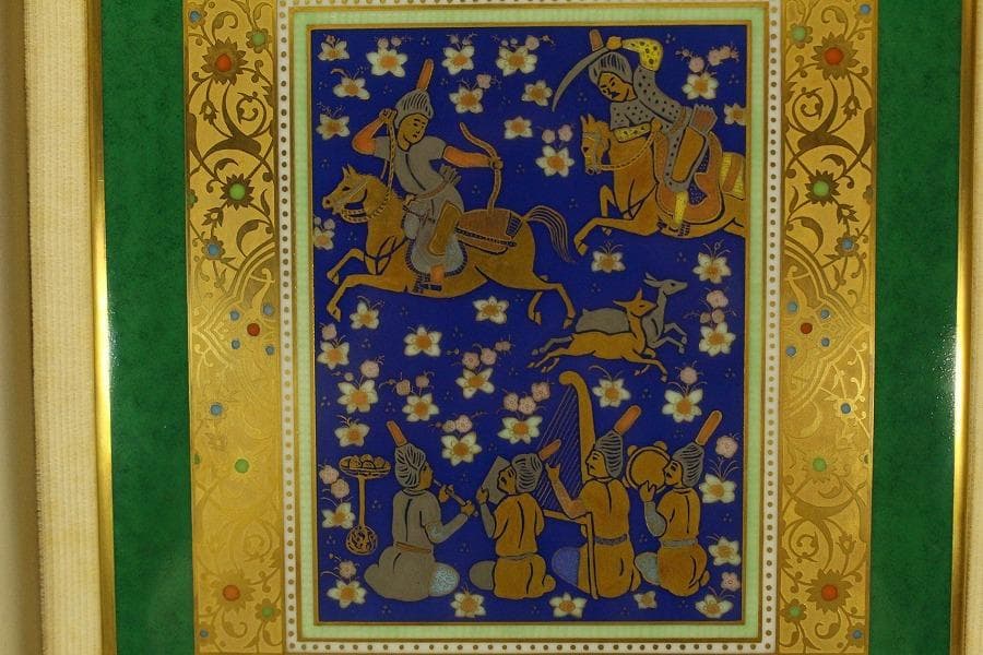 大倉陶園 陶額 狩の図 T.murata(LC968)