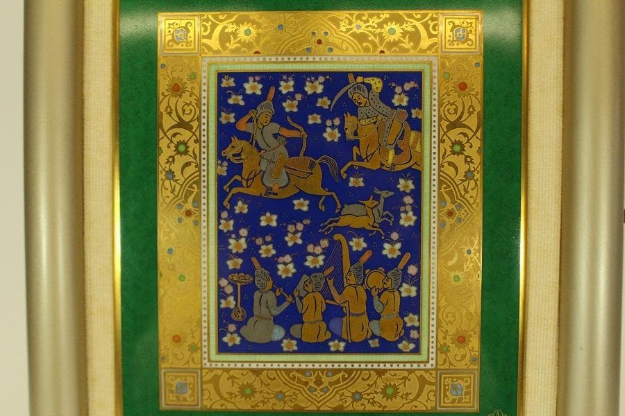 大倉陶園 陶額 狩の図 T.murata(LC968)