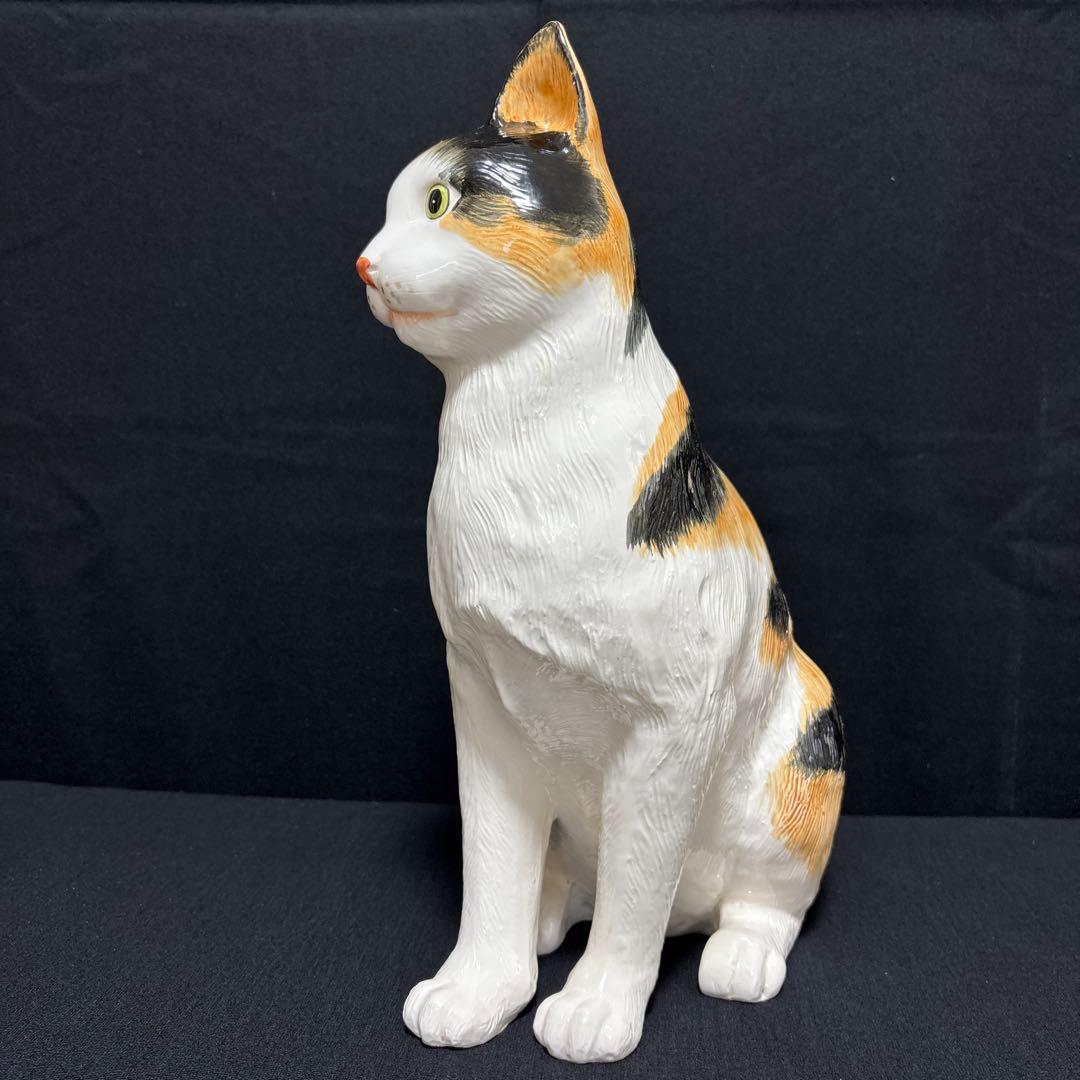 大きな三毛猫ちゃん陶器高さ39センチ