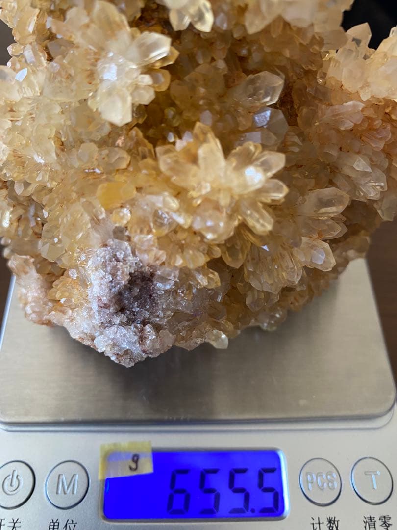 T1014スパングル★特価★シトリンクォーツ　キラキラ原石大きめクラスター