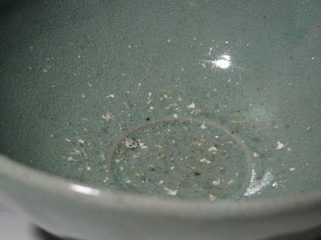 ☆　時代　青磁蓮弁茶碗　裏千家　十二代　又妙斎の花押がございます☆y520