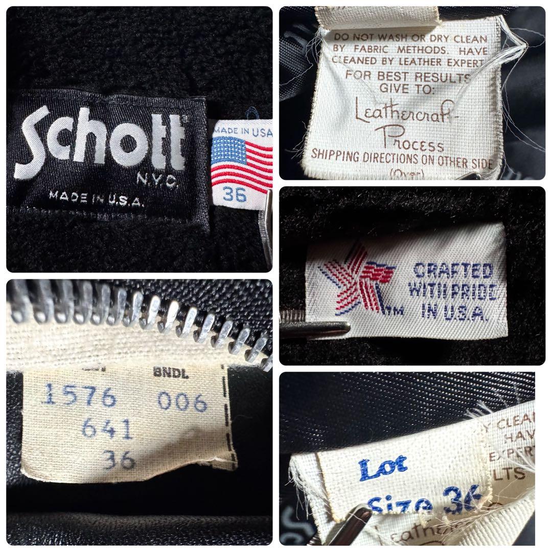 は*れ様 美品✨schott ライダースジャケット　シングル　641 黒　本革