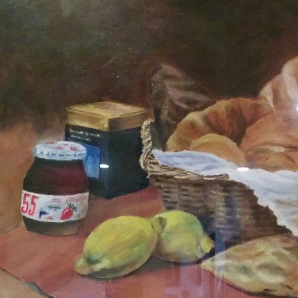 肉筆オリジナル油絵　食卓の風景　F10号　　直接手渡し可能送料お値引き