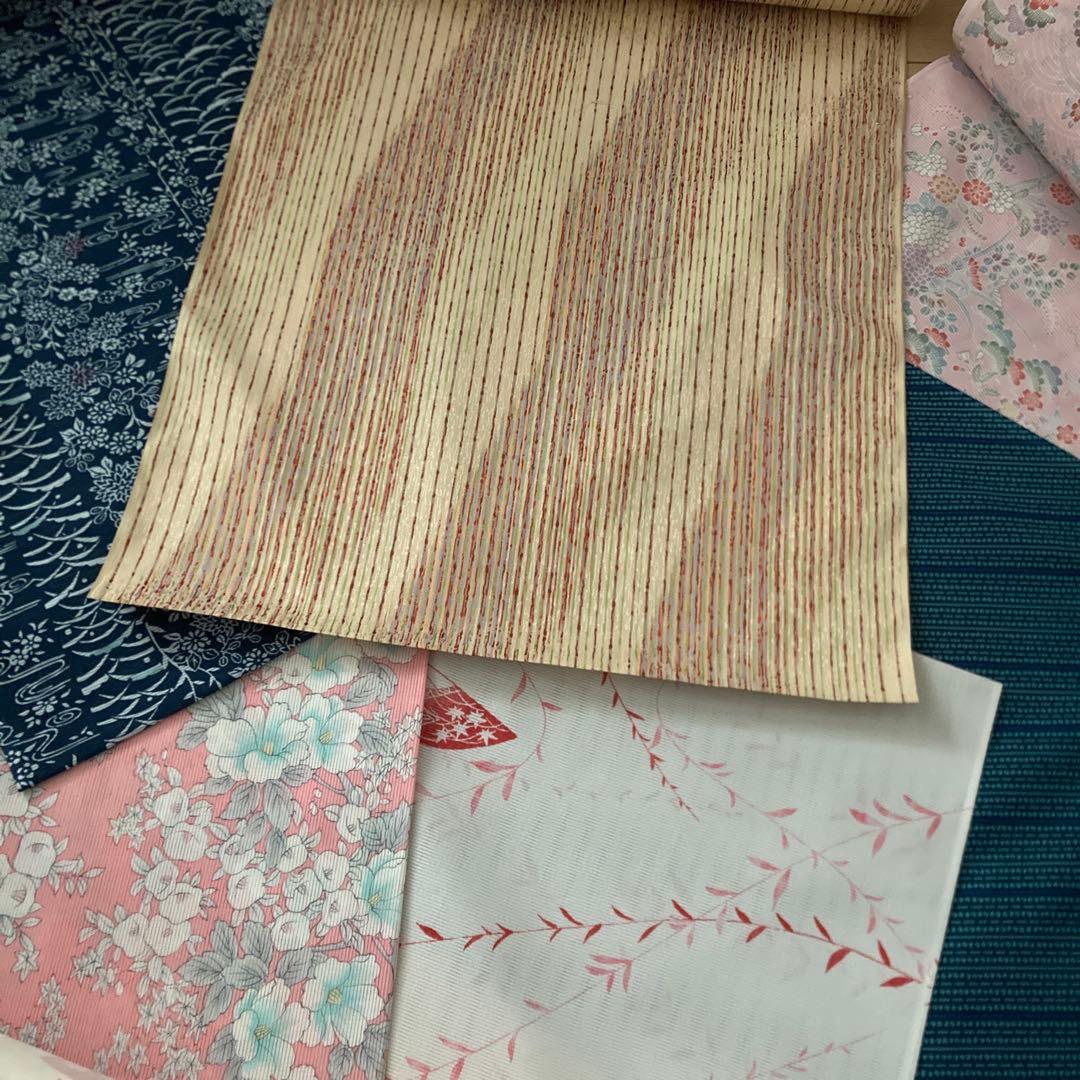 着物　反物 6点セット　白　青　花柄