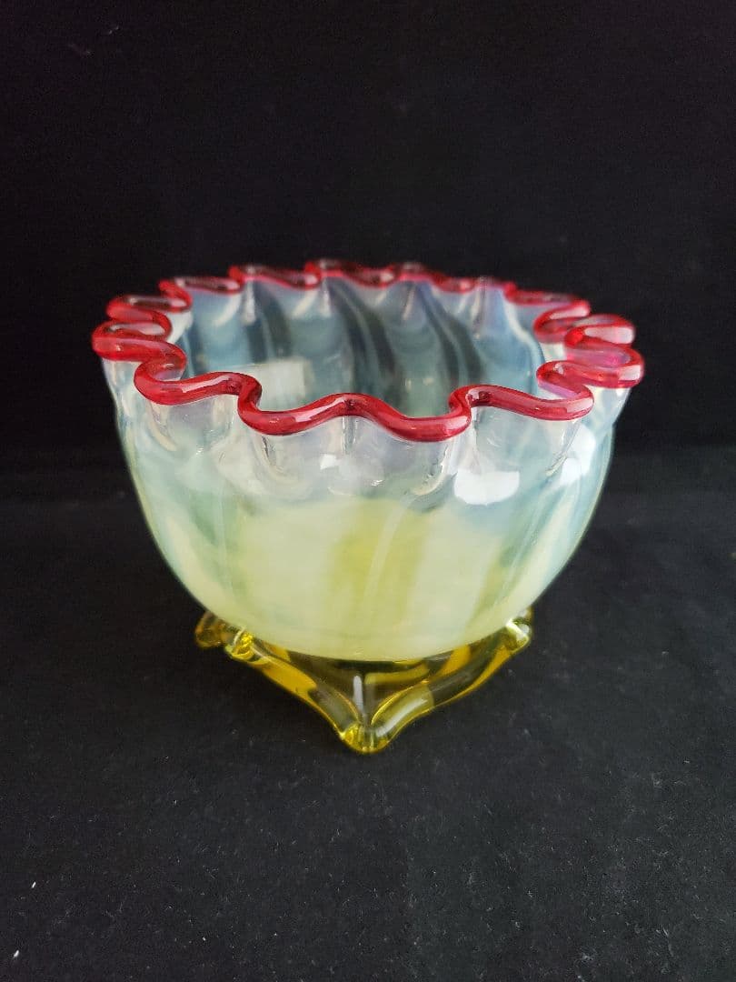 アンティーク キャンディーポット ヴァセリンガラス1880年頃 英国製