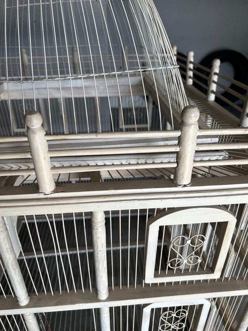 大型　多層木製鳥かご ドーム型屋根付き　アンティーク　ガーデニング