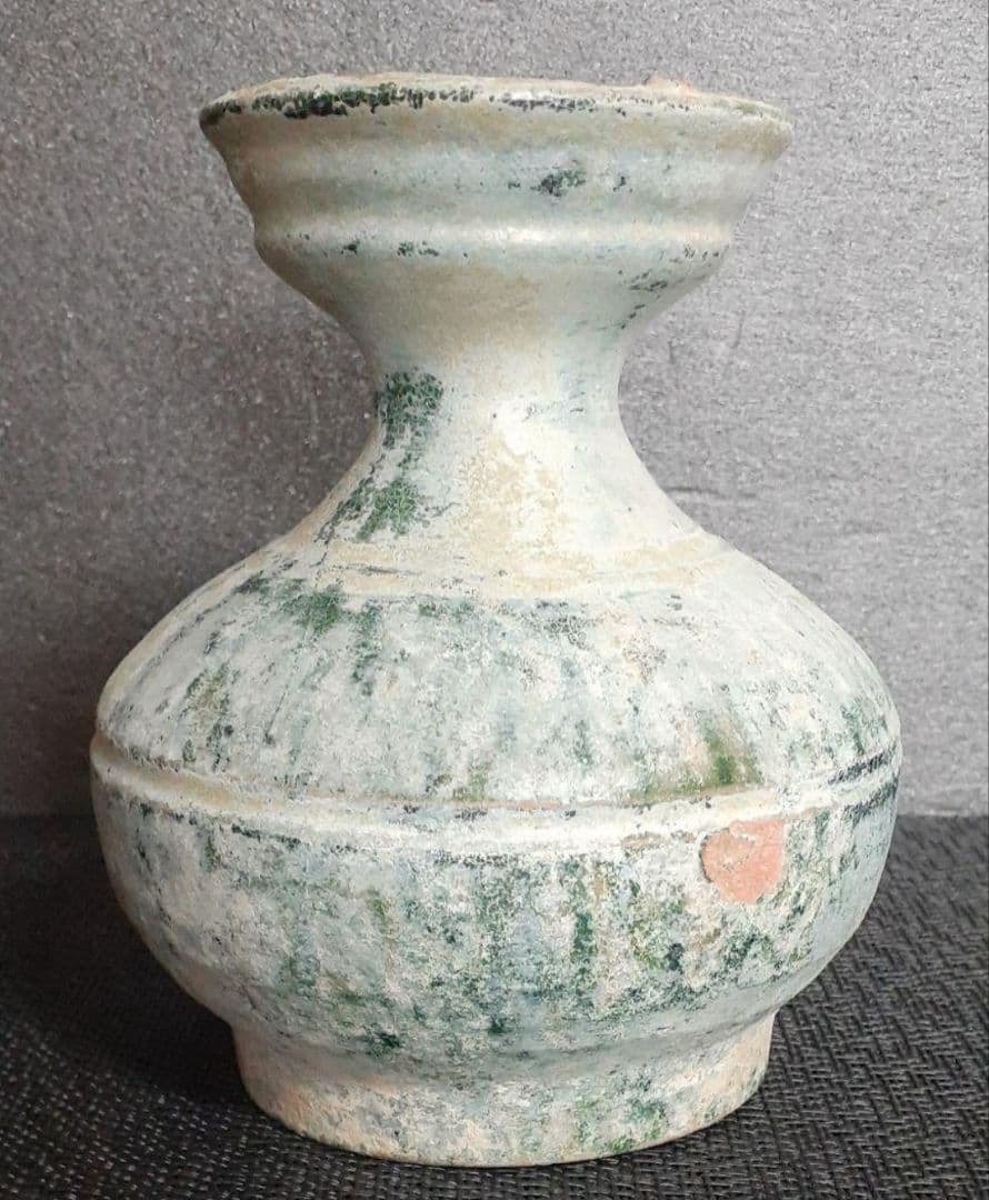 【本物保証❗️】中国古美術　中国古陶磁器　古玩　古代陶磁器　漢時代　漢緑釉銀化壺