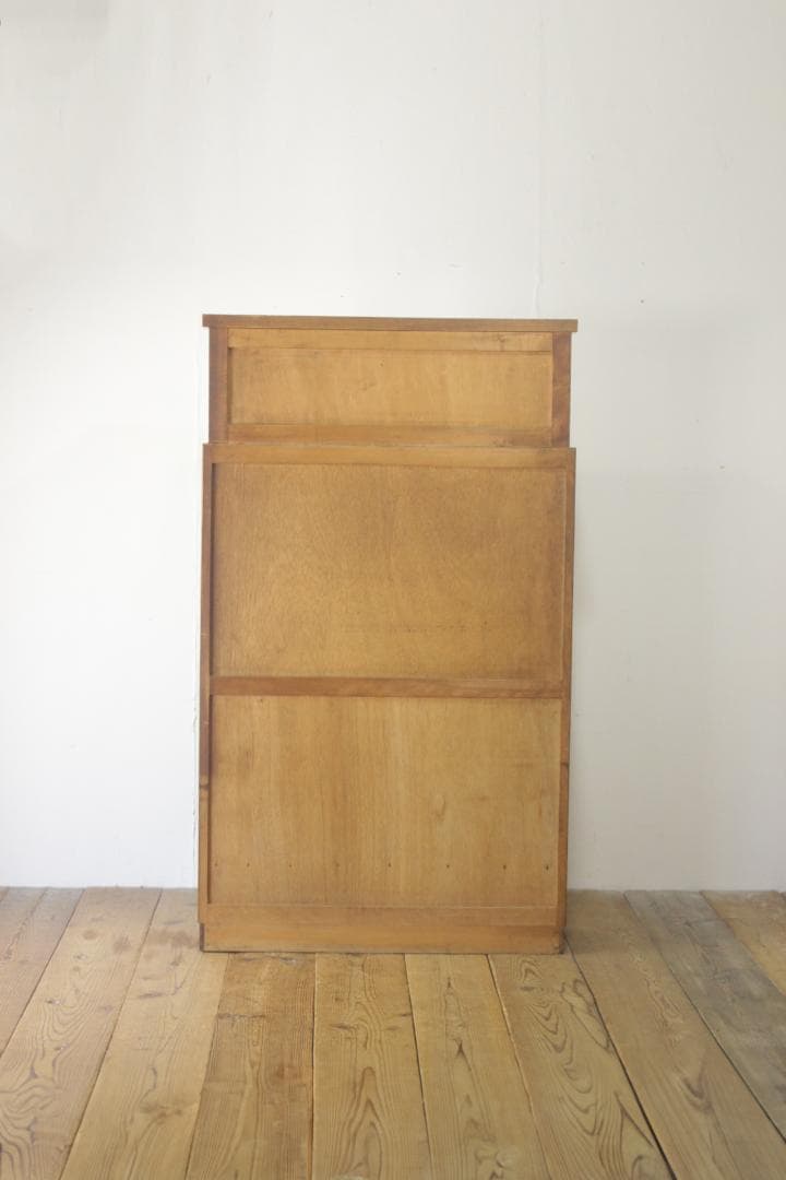 レトロ ガラスキャビネット 本箱 収納 食器棚 ダイヤガラス 引き出し 2杯