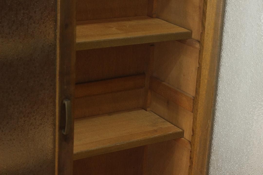 レトロ ガラスキャビネット 本箱 収納 食器棚 ダイヤガラス 引き出し 2杯