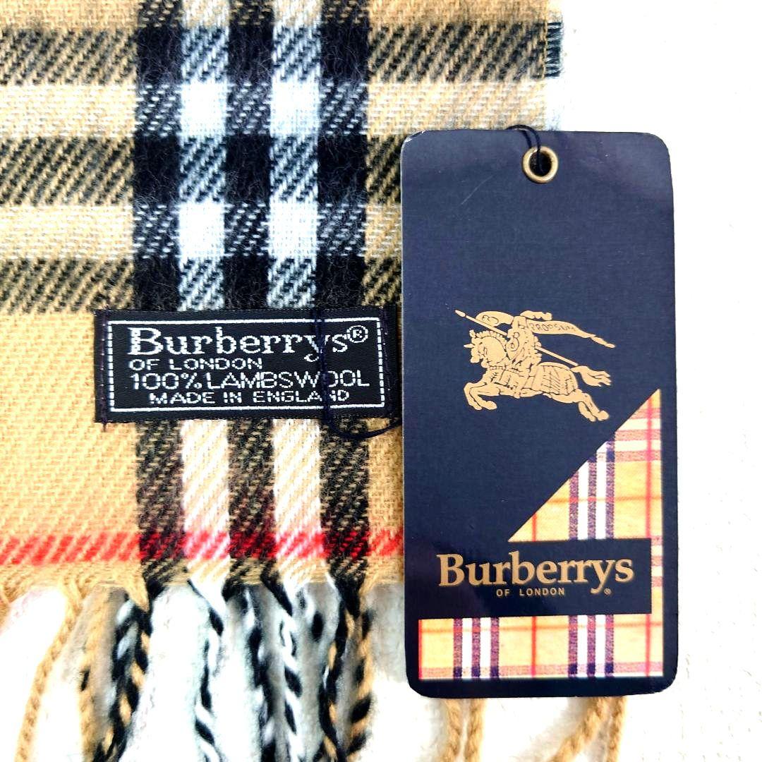 M0107B1 未使用★バーバリーズ ラムウール製 ノバチェックマフラー