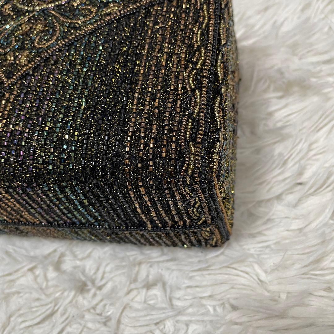 L'oro ロロ ビーズバッグ ターンロック金具 ハンドバッグ アンティーク