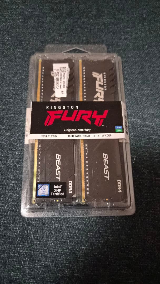 キングストン FURY Beast DDR4 3200MT/秒 16GBx2枚