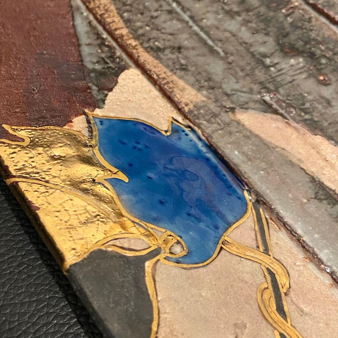 梅山窯 中村卓夫 象嵌色絵 長皿 盛皿 作家もの 共箱 共布 九谷焼 陶器 陶板