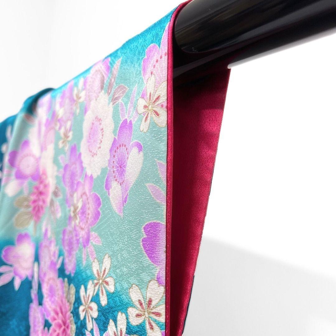 振袖　刺繍　牡丹　桜花　菊花　花吹雪　成人式　晴れの日　着物　075a p