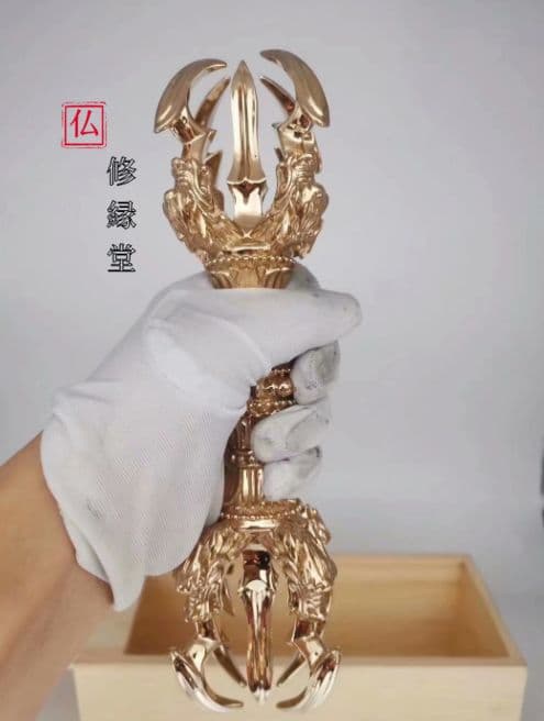 【修縁堂】 金剛杵 真鍮製 法器 法具 魔除け 厄除け 四大明王 五鈷杵