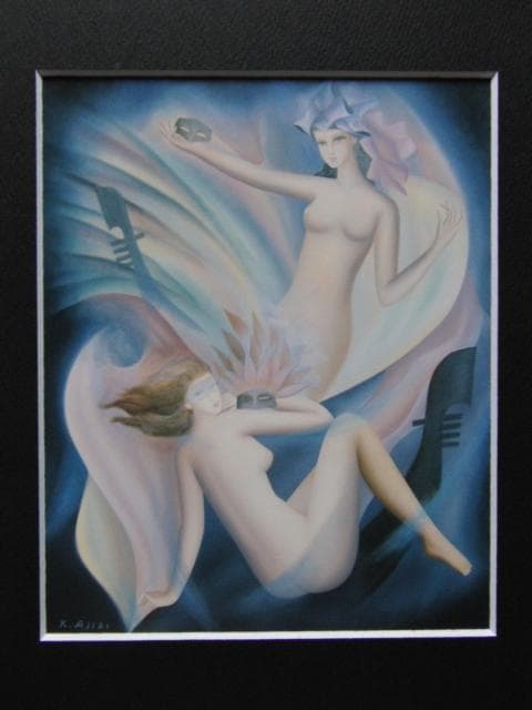 安食一雄、【ベネチア】、希少な額装用画集より、新品額装付