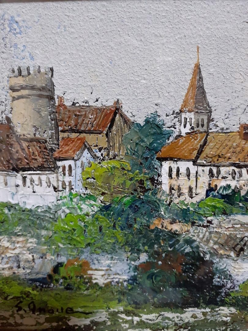 真筆保証　井上しげひろ筆　題　ルクセンブルク　油彩　SM    キャンバス