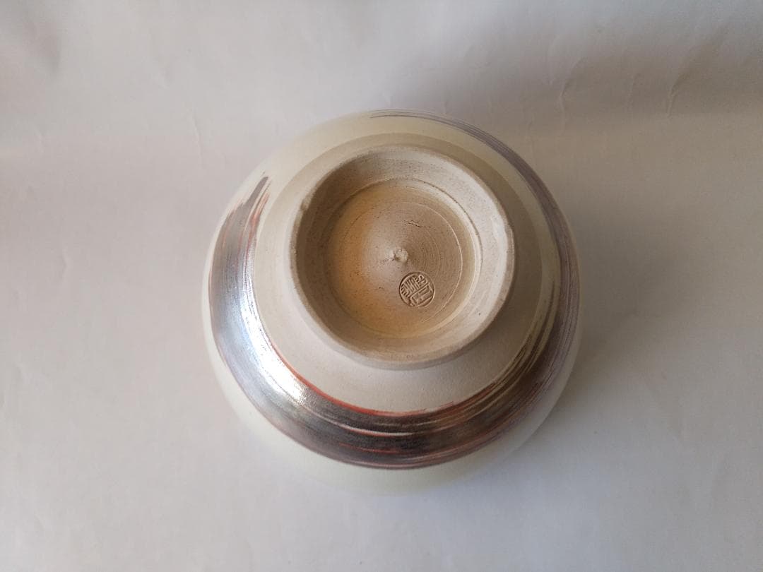 京焼 田中寿宝 作 仁清写 金襴 刷毛目 茶碗 茶道具 共箱 共布 栞 美品