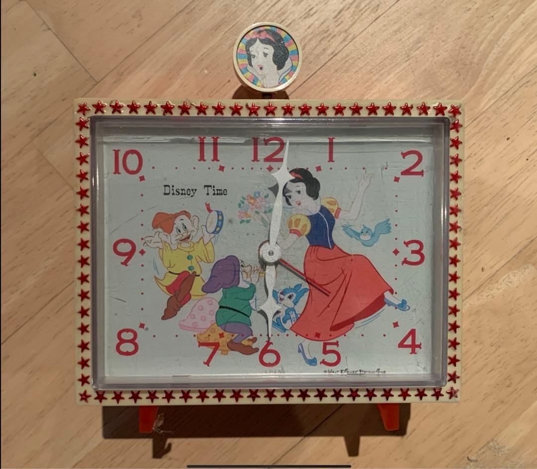 昭和レトロ　セイコー社　ディズニータイム　白雪姫 目覚し置時計　機械式　希少品