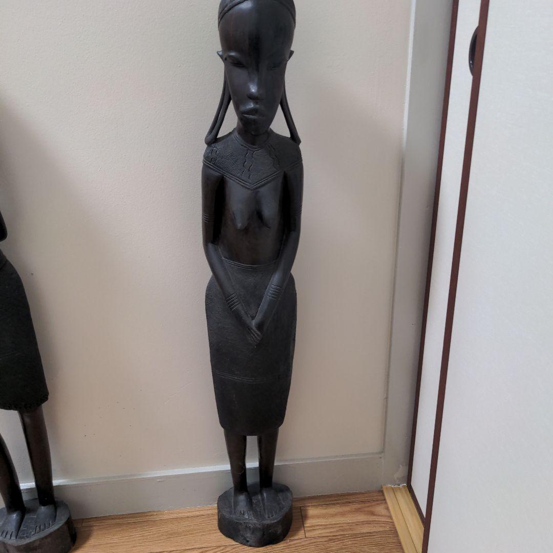 アフリカ木製人形2体