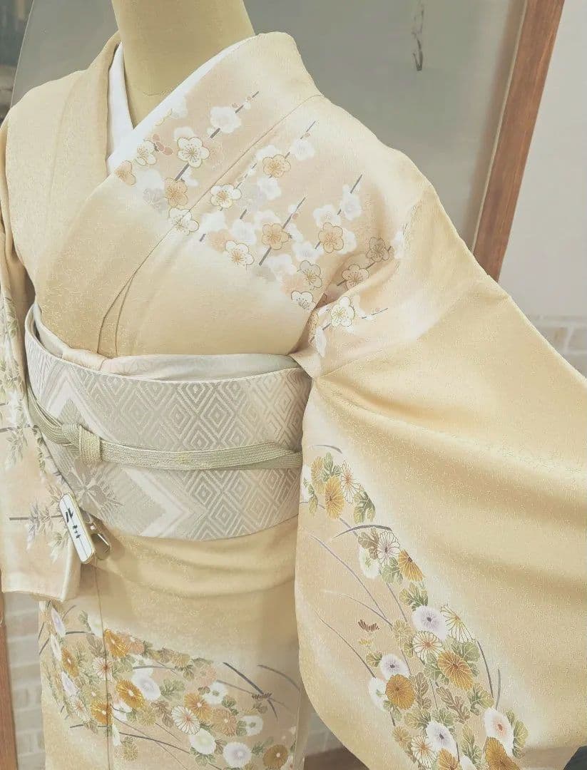 訪問着4点フルセット、着物、袋帯、帯締め、帯揚げ ゆき丈69