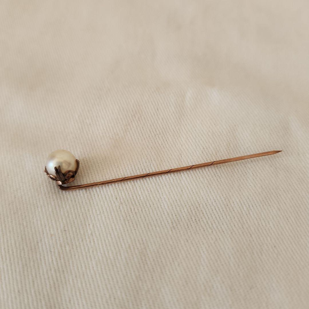 イギリスアンティーク　パールつきスティックピン9金　ヴィクトリア時代