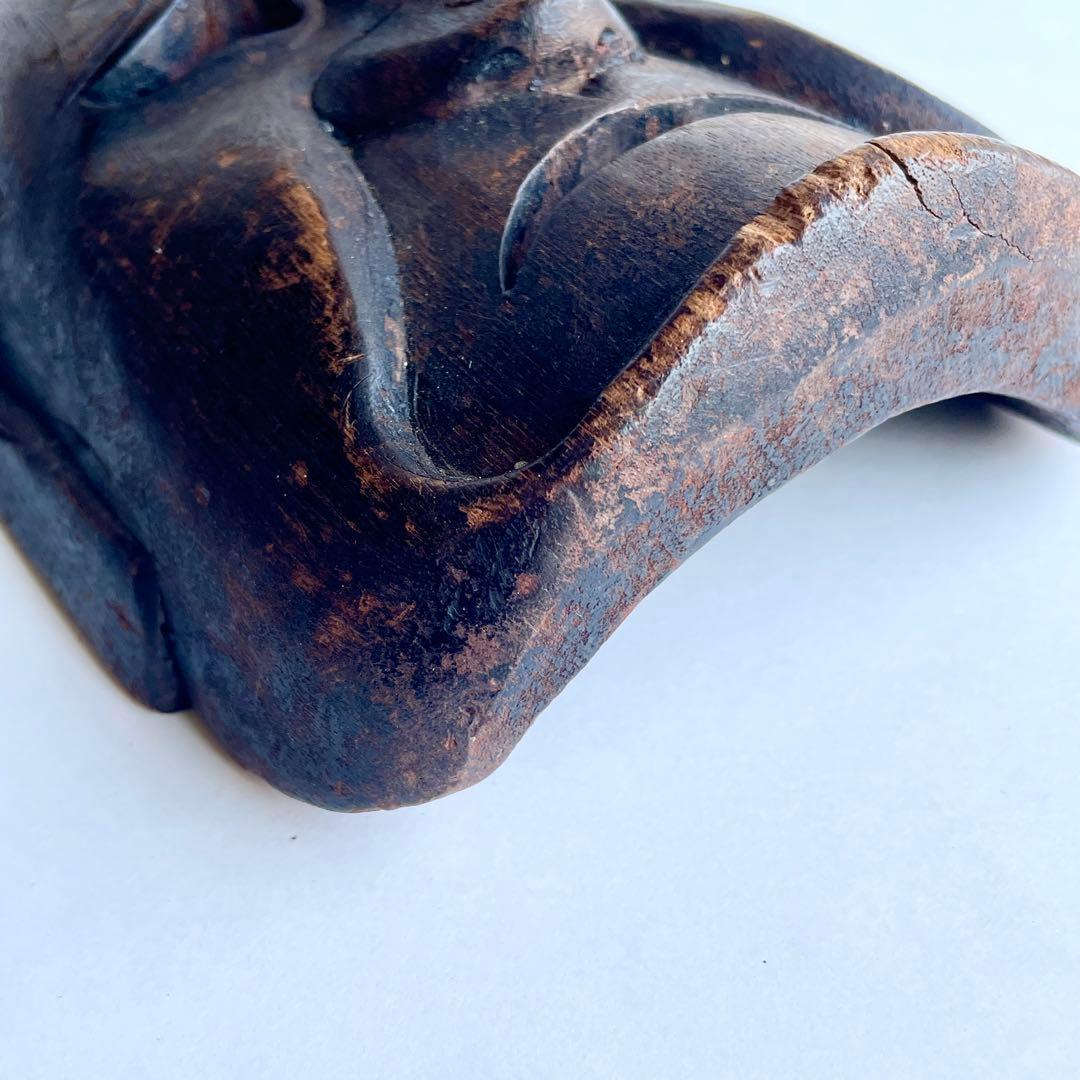 【詳細不明だが古そう】能面 お面 マスク 木彫 彫刻 骨董 古美術