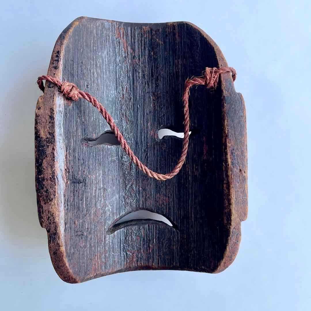 【詳細不明だが古そう】能面 お面 マスク 木彫 彫刻 骨董 古美術