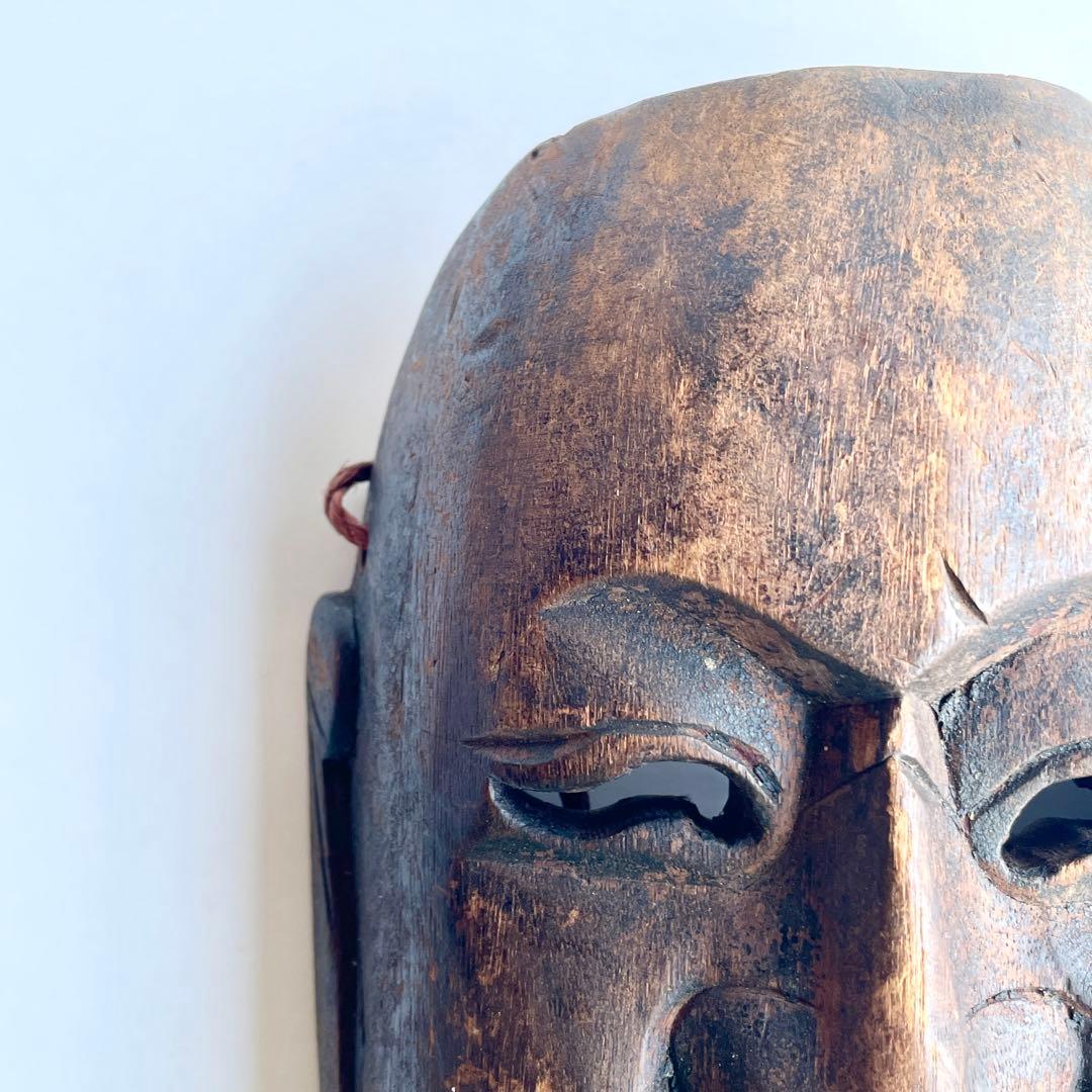 【詳細不明だが古そう】能面 お面 マスク 木彫 彫刻 骨董 古美術