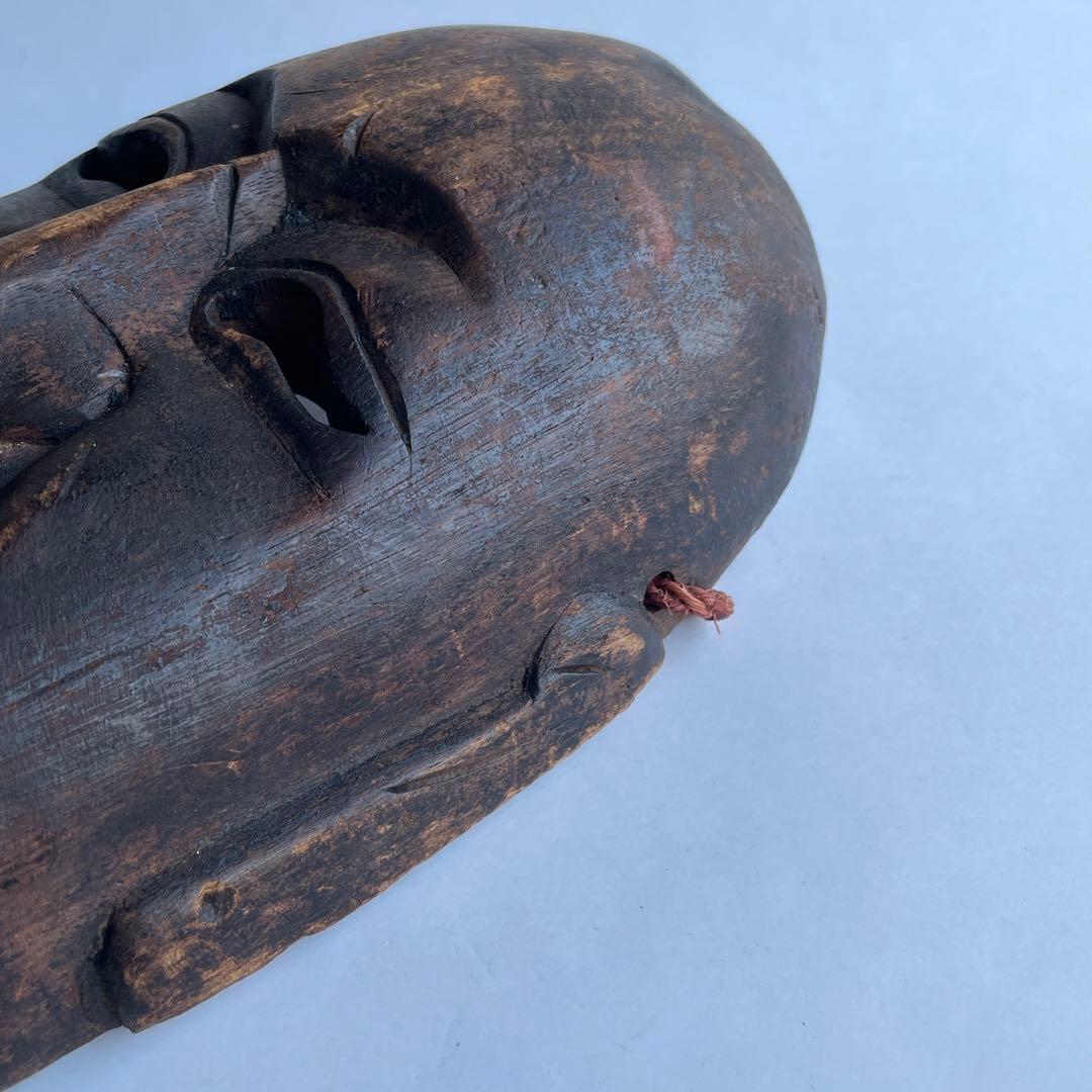 【詳細不明だが古そう】能面 お面 マスク 木彫 彫刻 骨董 古美術