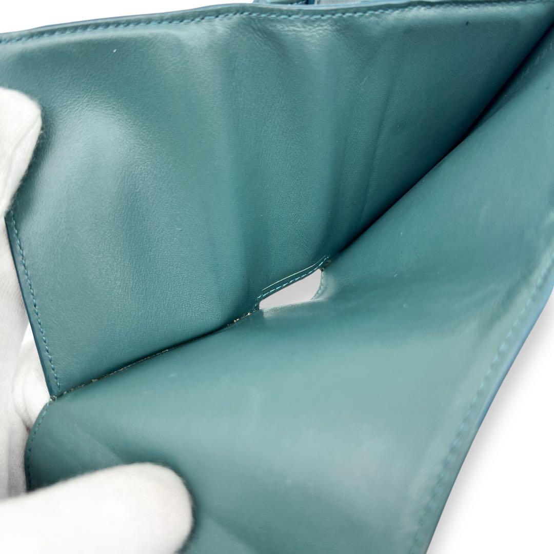 【美品】セリーヌ　トリオンフ　レザー　三つ折り財布　グリーン　847