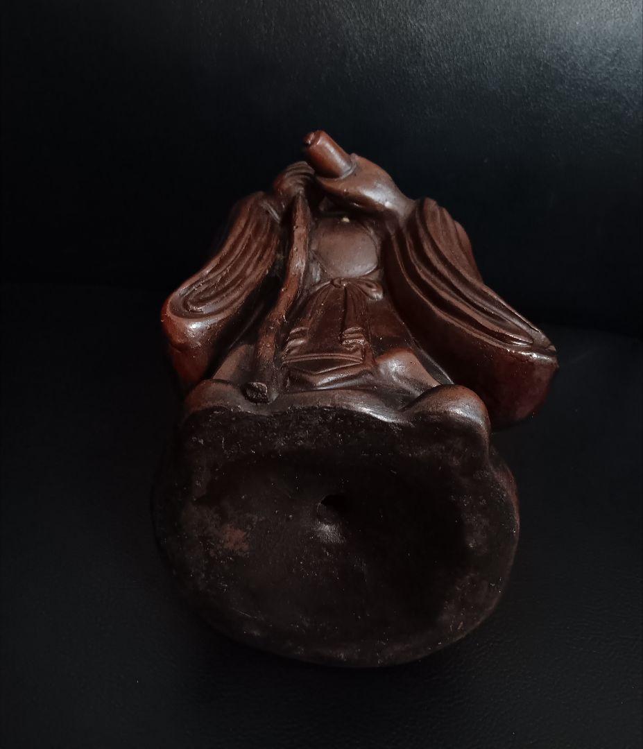 【大型 26cm】備前焼 七福神 寿老人 陶器 置物 縁起物 骨董品