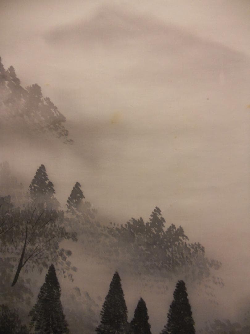 掛け軸 青楓 水墨山水 絹本 希少 軸装 茶道具 掛軸 美品 です。