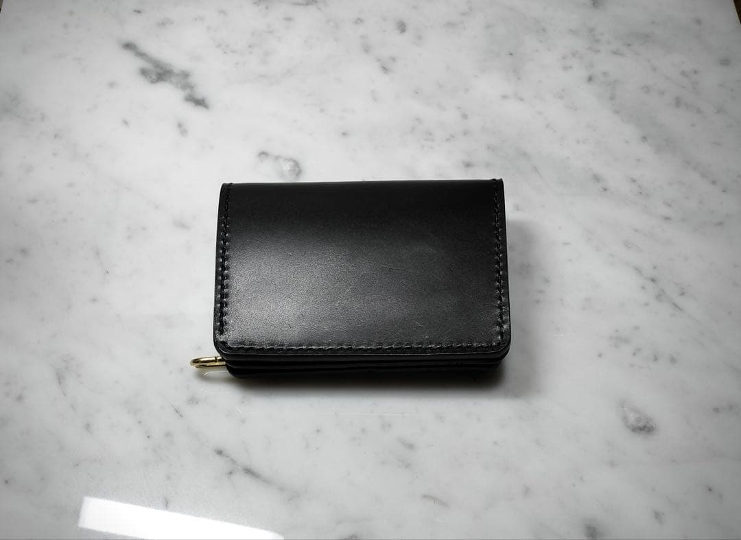 かみなか品　栃木レザー　黒　スマートトラッカーウォレット