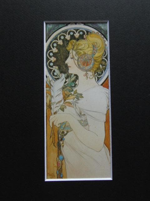 アルフォンス・ミュシャ、羽根（装飾パネルの下絵）、希少な画集より