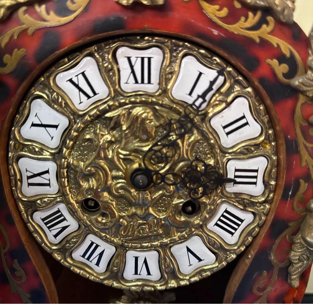 アンティーク 置き時計 豪華装飾 ゴールド レッド レトロ 稼働品