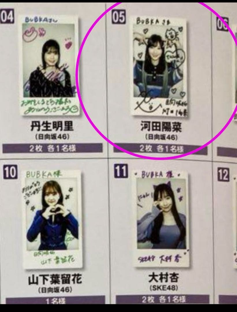 【直筆】 河田陽菜 サイン入り チェキ BUBKA R7年 1月号 【当選品】