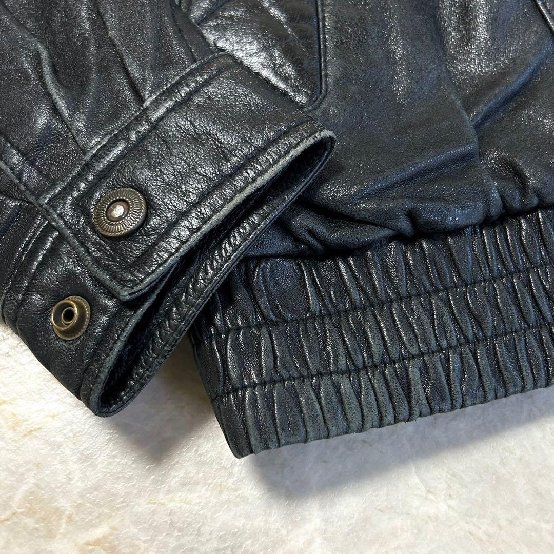 羊革 シープスキン ショート丈 レザー ボンバージャケット ブルゾン フライト