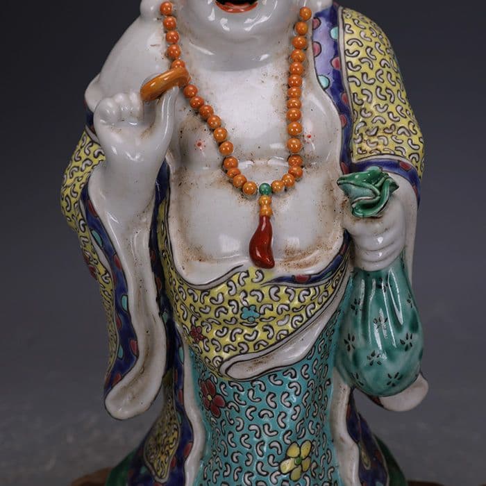 パステル彫刻磁器布袋羅漢仏像 装飾品 工艺品 美術品 置物