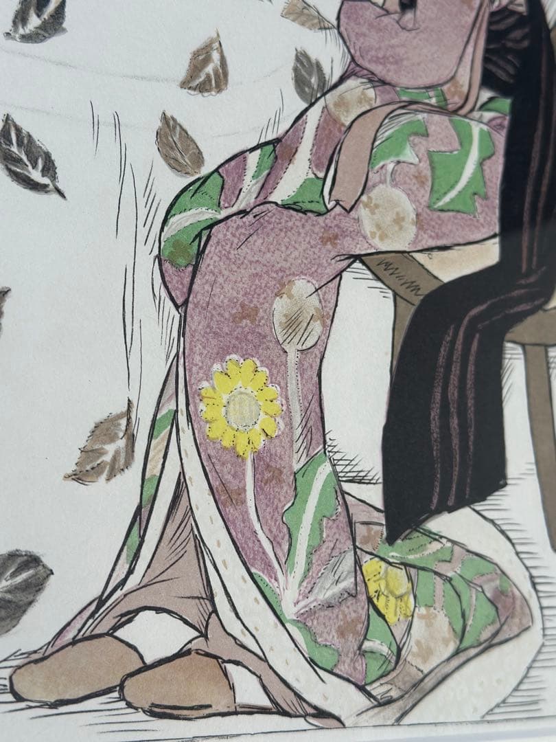 竹久夢二　青い酒　版画　リトグラフ　アート　58×47cm