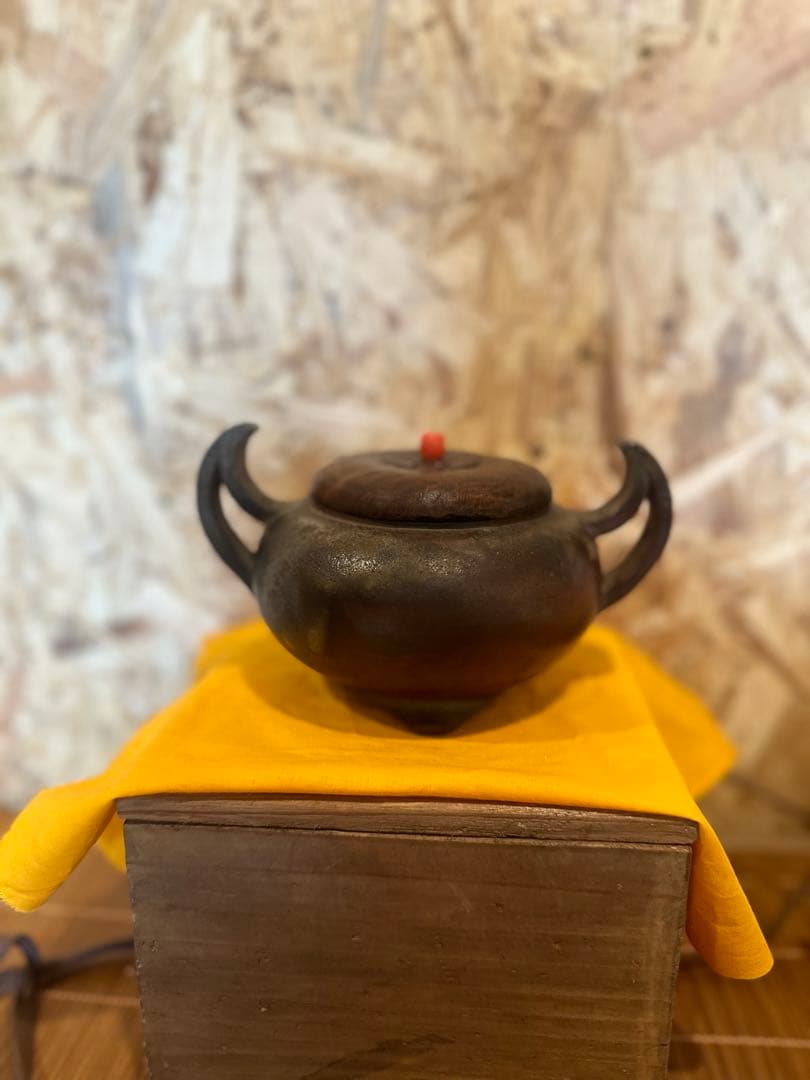 祖父の古備前焼香炉　備前香山印　 煎茶道具　古箱あり