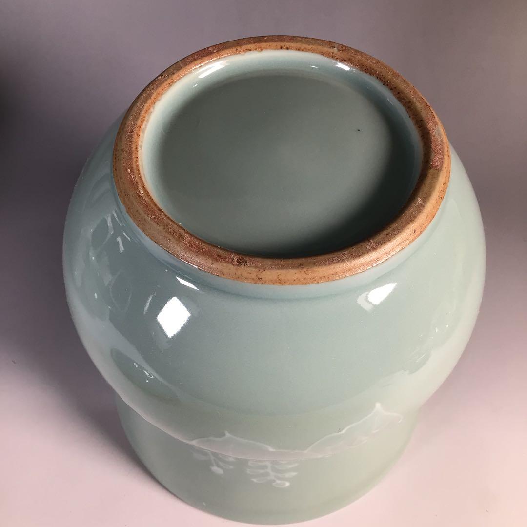 Ｍ５６６　皆具　『京焼』『平安静山造』『桐文』『青磁皆具』　共箱　茶道具