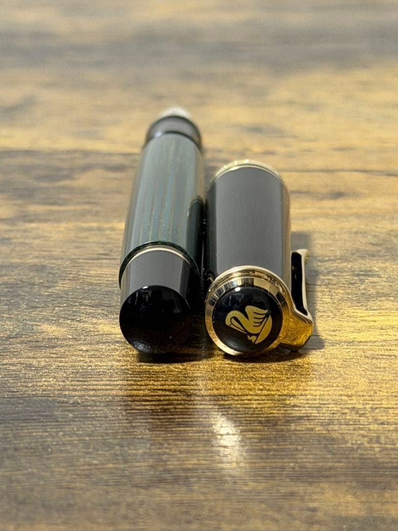 試筆のみ　旧天冠　スーベレン　緑縞　14C ペリカン　グリーン　EF